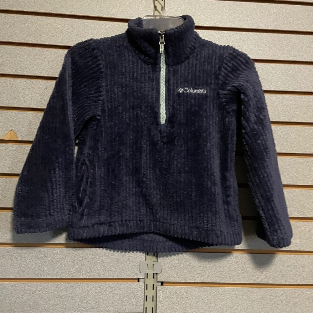 Kids Columbia Fleece Ribbed Half Zip Jacket Top Navy Blue Size S 7/8